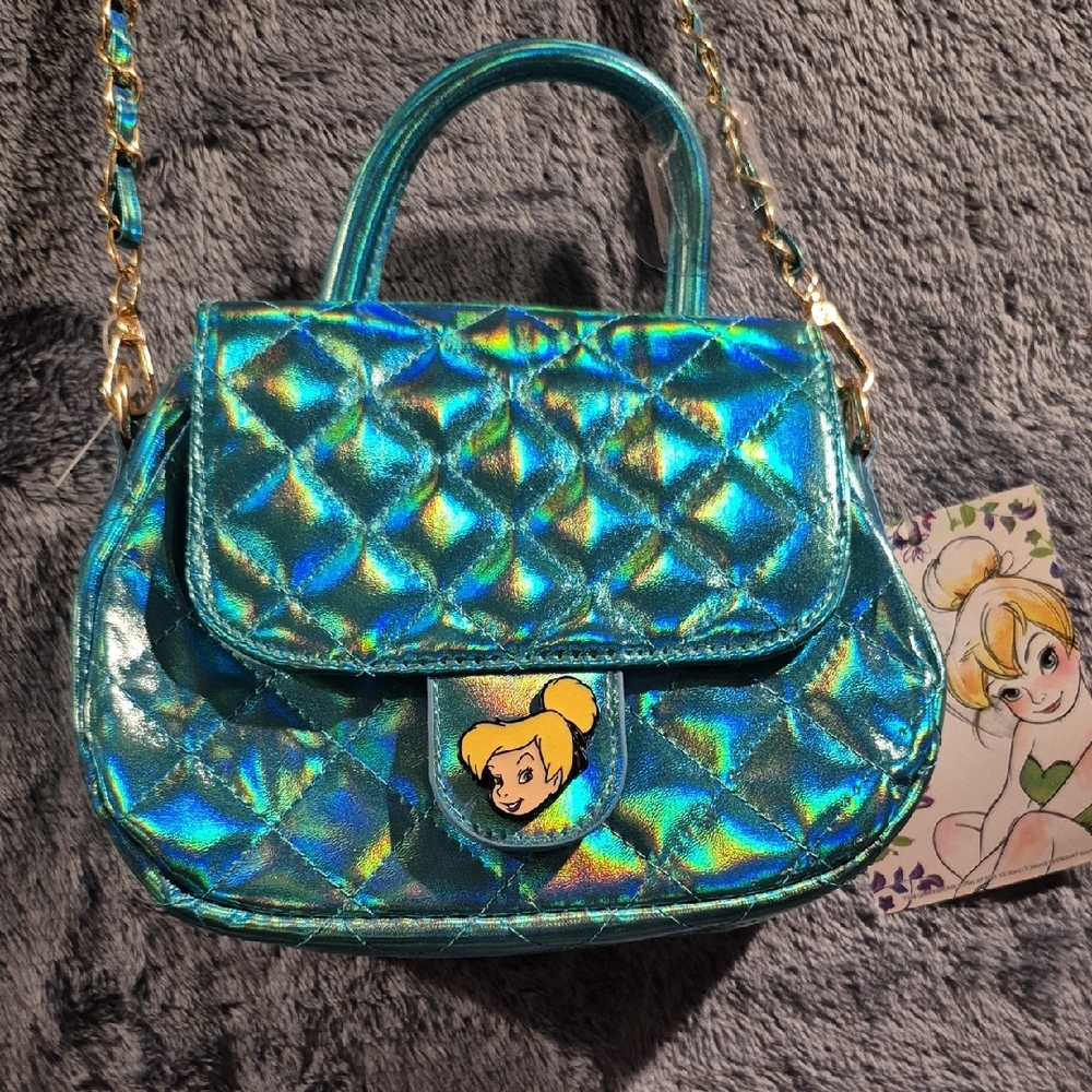 NWT Holographic Blue Tinkerbell Crissbody/Handbag